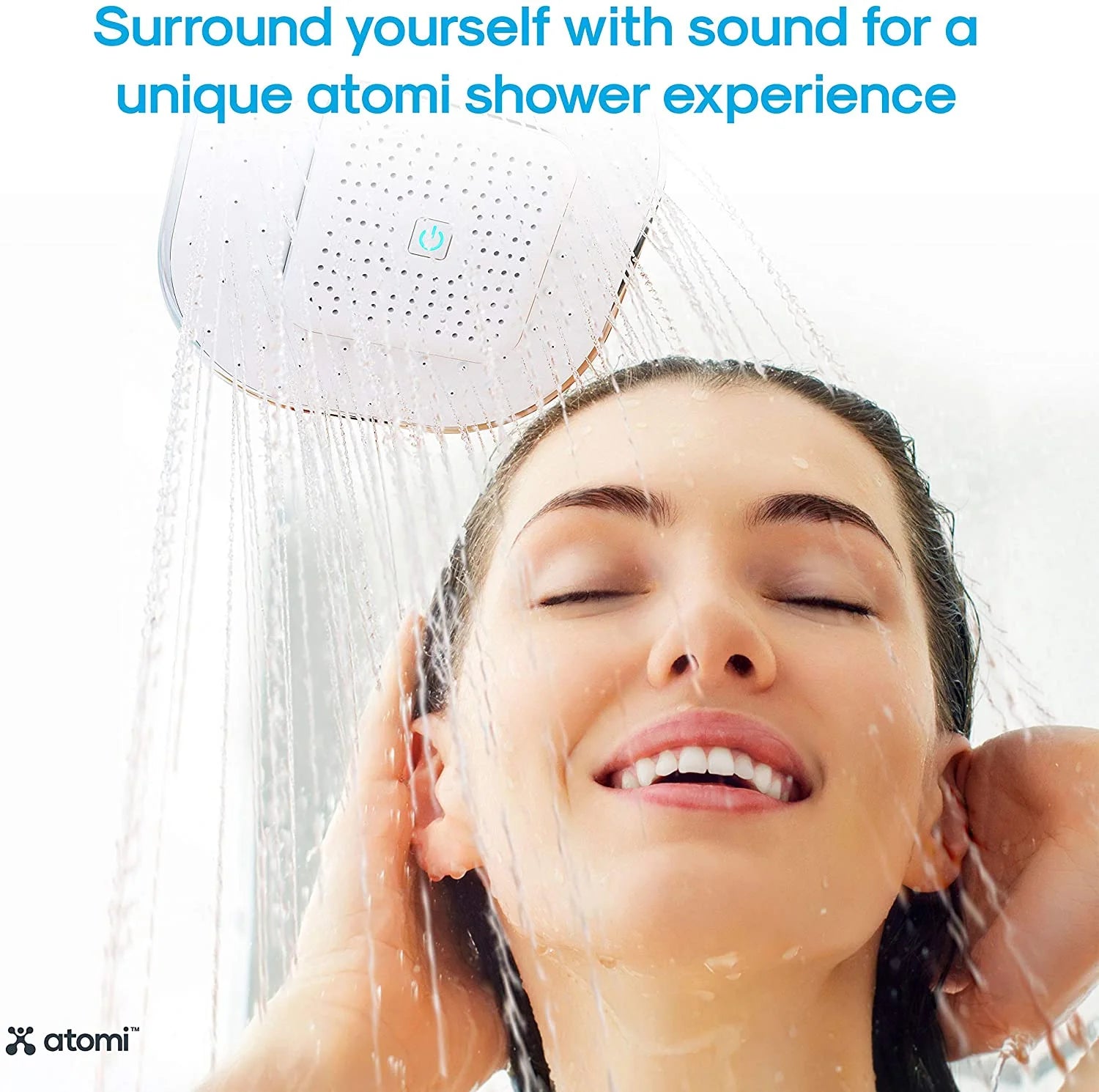 🚿 4.9” White Showerhead with Removable Magnetic Bluetooth Speaker – Model AT1490