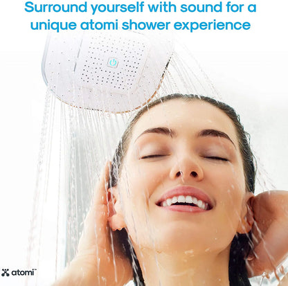 🚿 4.9” White Showerhead with Removable Magnetic Bluetooth Speaker – Model AT1490