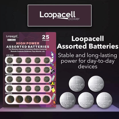 High-Power 3V Lithium Button Cell Battery Assortment – CR2032, CR2025, CR2450, CR1620, CR1632