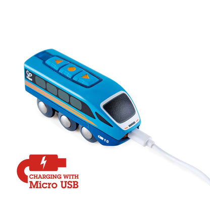 Remote Control Engine Train in Blue – Electric RC Locomotive Toy for Kids Ages 3+
