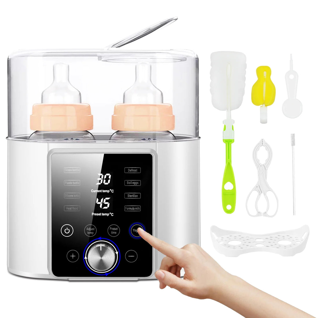 👶 12-in-1 Baby Bottle Warmer &amp; Sterilizer – Fast Milk Warmer, Double Bottle Heating, BPA-Free, LCD Display, 24H Temp Control &amp; Timer for Breastmilk &amp; Formula