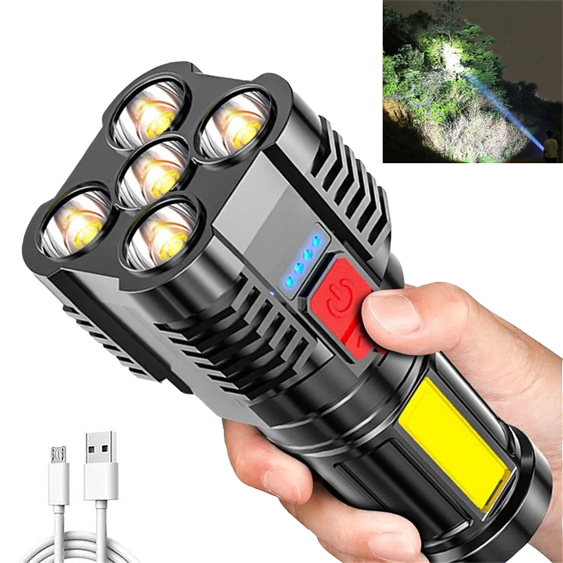 10,000 LM LED Flashlight – Ultra Bright USB Rechargeable Tactical Searchlight for Outdoor, Camping &amp; Emergency Use