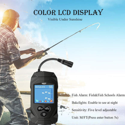 Portable Fish Finder Kit with Wired Transducer – LCD Depth Finder for Kayak, Boat &amp; Ice Fishing