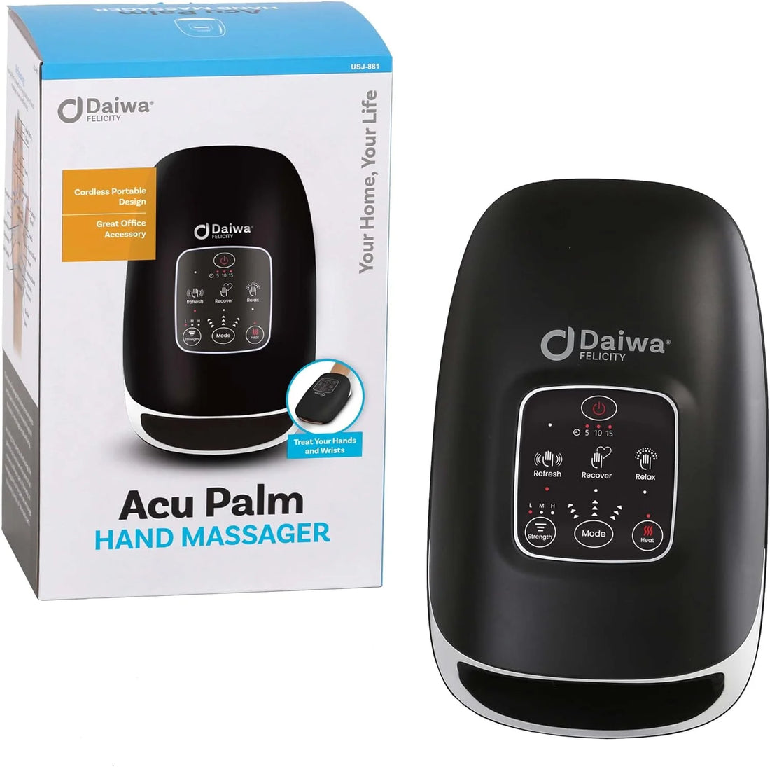 ACU PALM Cordless Hand Massager with Heat &amp; Compression – FSA/HSA Eligible Wrist and Hand Massager for Arthritis &amp; Carpal Tunnel Relief