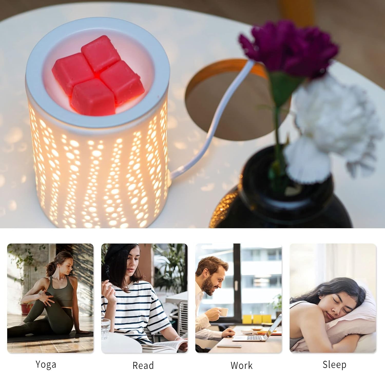 Ceramic Electric Wax Melt Warmer – Fragrance Oil Burner with 2 Bulbs, Gift Box Packaging – Aromatherapy Candle Warmer for Home, Office &amp; Bedroom Decor
