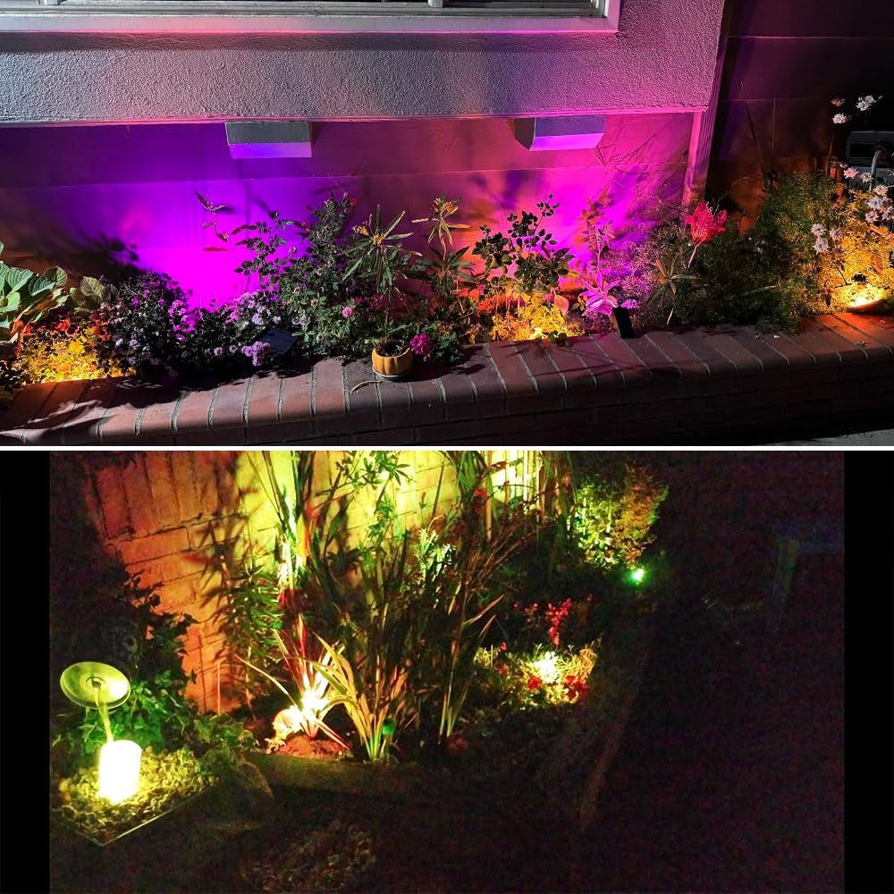 Spotlights Outdoor, 12W 800Lm RGB Color Changing Landscape Lights with Remote, IP66 Waterproof Outdoor Lights for Tree Yard House, 46.5Ft Cord, UL Listed, 4 Pack