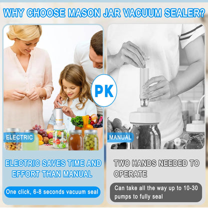 Electric Mason Jar Vacuum Sealer with Electric Vacuum Pump – Preserve Freshness Easily
