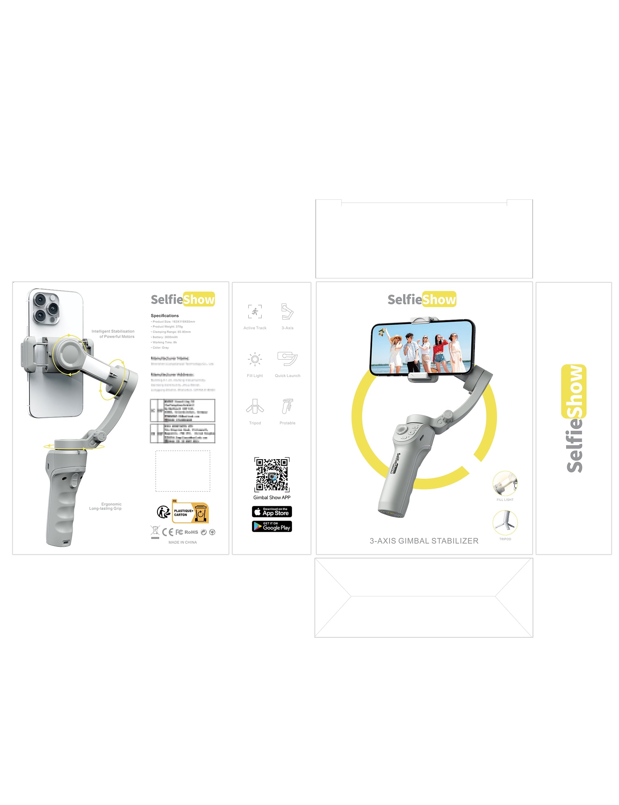 🎥 Smartphone Gimbal Stabilizer – 3-Axis Handheld Camera Gimbal for iPhone &amp; Android  Face &amp; Object Tracking | Anti-Shake | Portable &amp; Foldable | Video Vlogging Gimbal for Creators