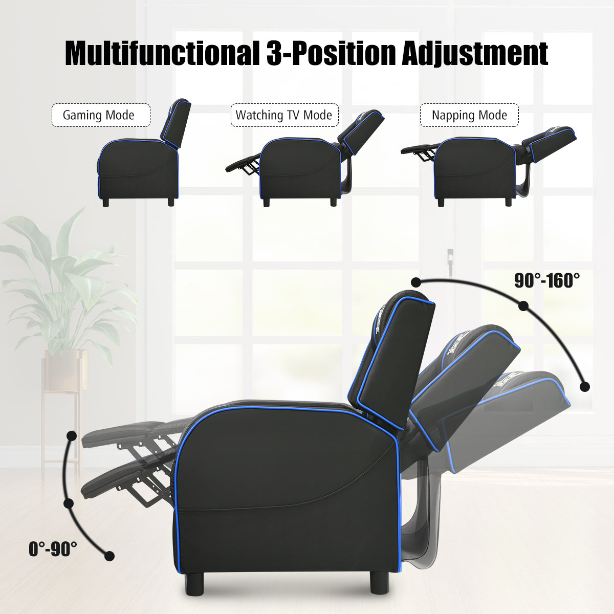 Massage Gaming Recliner Chair with Side Pockets – Ergonomic Comfort for Gamers &amp; Relaxation