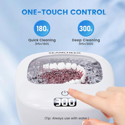 Rechargeable Ultrasonic Retainer Cleaner Machine – Cordless, IPX7 Waterproof, 2 Cleaning Modes with Digital Timer – 120ML Portable Cleaner for Dentures, Aligners, Night Guards, Mouth Guards, Jewelry (White)