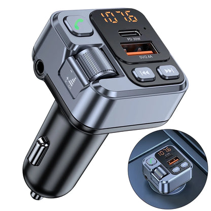 Car Bluetooth 5.1 Wireless FM Transmitter with Dual USB Charging Ports | Hands-Free Calling &amp; Music Playback Radio Adapter Car Kit