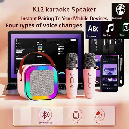K12 PartyPro Wireless Karaoke Speaker – Dual Mics, RGB Lights &amp; Powerful Sound for Nonstop Fun