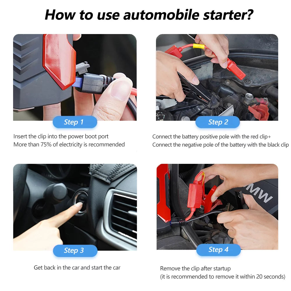 Car Jump Starter – 28000mAh 600A 12V Portable Battery Booster &amp; Power Bank with LED Flashlight