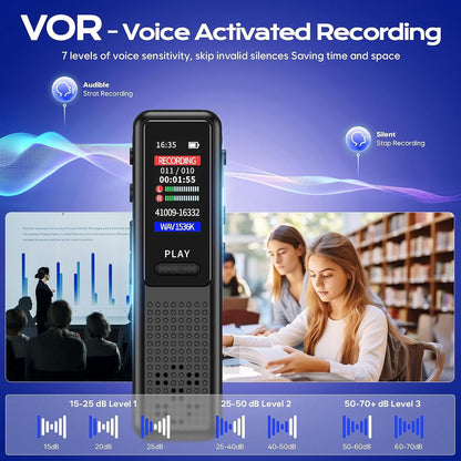 ZIPCIDE 64GB Digital Voice Recorder – 1536kbps HD Recording, Dual Noise Reduction, Ultra-Compact, Voice Activated