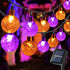 Solar Halloween String Lights – 35.6Ft 60 LED Orange & Purple Globe Lights with 8 Modes, Waterproof Outdoor Lights for Patio, Garden, Yard, Porch & Halloween Decor