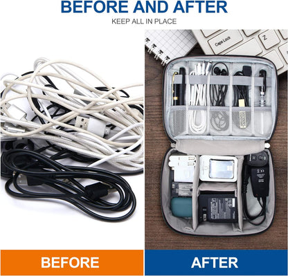 Electronics Organizer Travel Bag – Large Portable Cable Storage Case for Chargers, Cords, Power Banks &amp; Accessories
