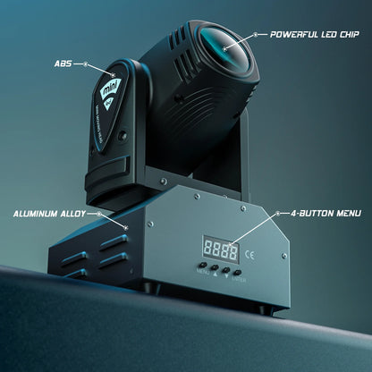1-Pack 100W Mini LED Moving Head Spotlight – RGBW Stage Light with DMX &amp; Sound Control, 11/13 Channels for DJ, Disco, Club, Party, Wedding, Bar Events