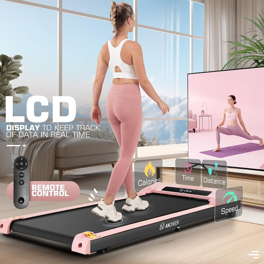 8-in-1 Folding Treadmill with Desk Workstation – Adjustable Height, 8% Incline, 2.5HP Ultra-Quiet Motor, 300Lbs Capacity, No Installation Needed
