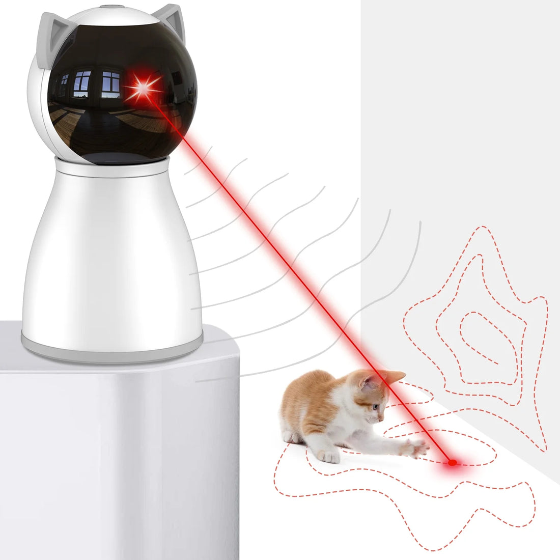 4th Gen Motion-Activated Automatic Cat Laser Toy – Real Random Trajectory, Rechargeable Interactive Cat Toys for Indoor Cats, Kittens &amp; Dogs