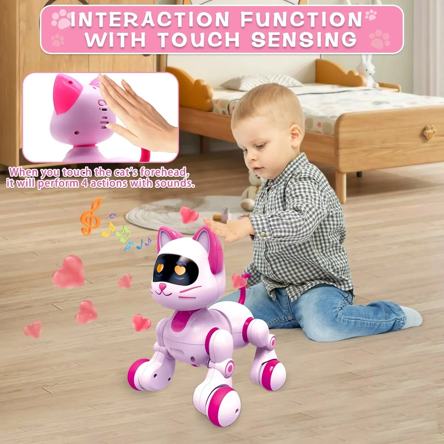 Programmable Robot Cat Toy – Remote Control Interactive Singing &amp; Dancing Robot with LED Eyes for Kids