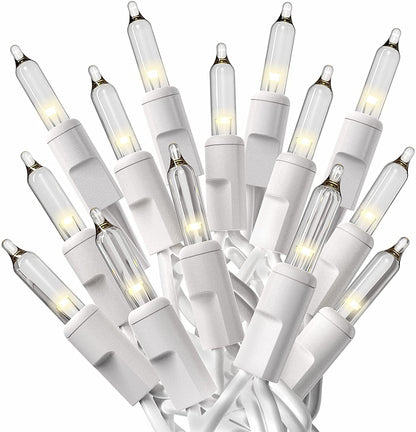 Christmas Lights – 60ft String Lights with 300 Clear Warm White Bulbs, White Wire – Indoor/Outdoor Twinkle Lights for Christmas Tree, Holiday, Wedding &amp; Party Décor