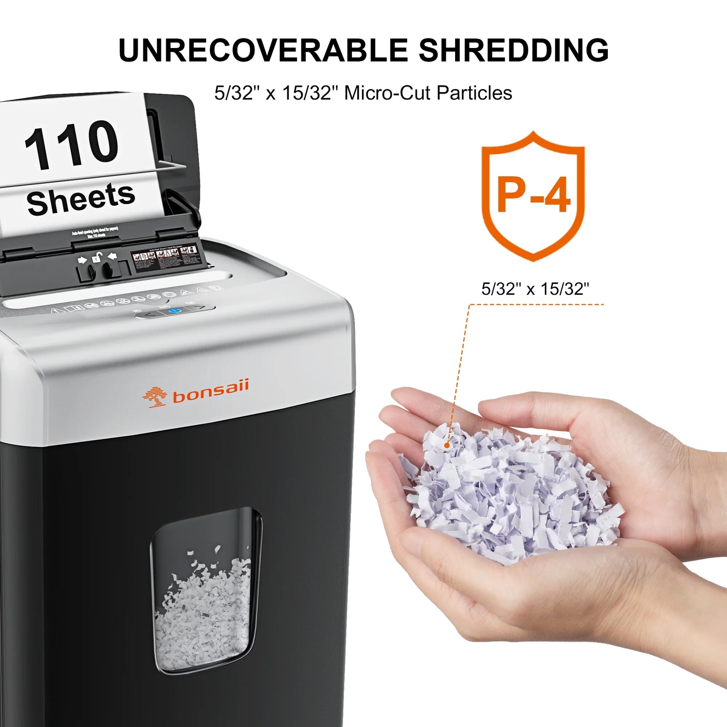 110-Sheet Auto-Feed Micro-Cut Paper Shredder – Heavy Duty Shredding for Maximum Security