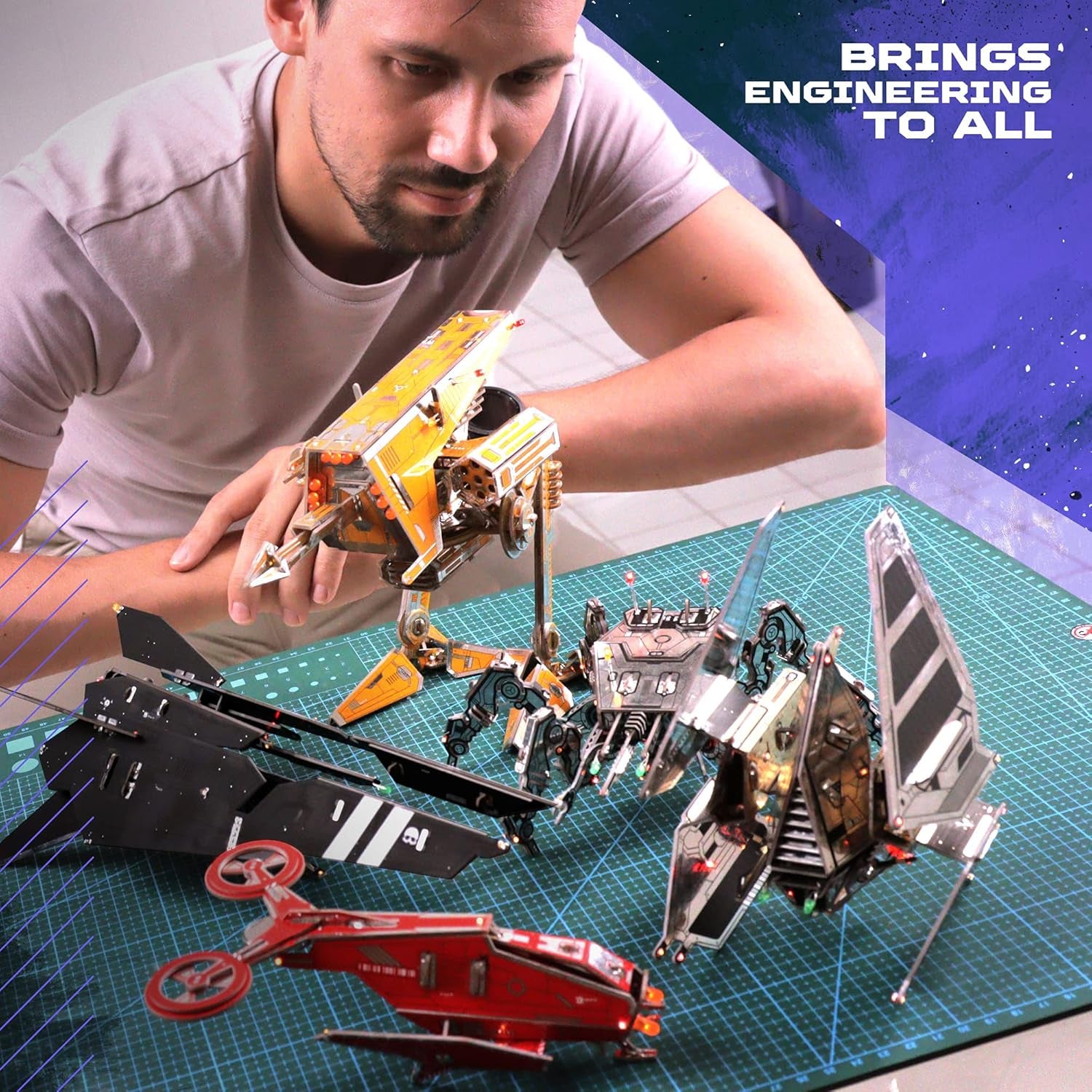 Robot Building Kit - W4 Scout Recon  DIY STEM Science Toy for Kids | Educational Robotics Kit | Printed Circuit Board Set | Build Your Own Robotic Spaceship | Engineering Toy Gift