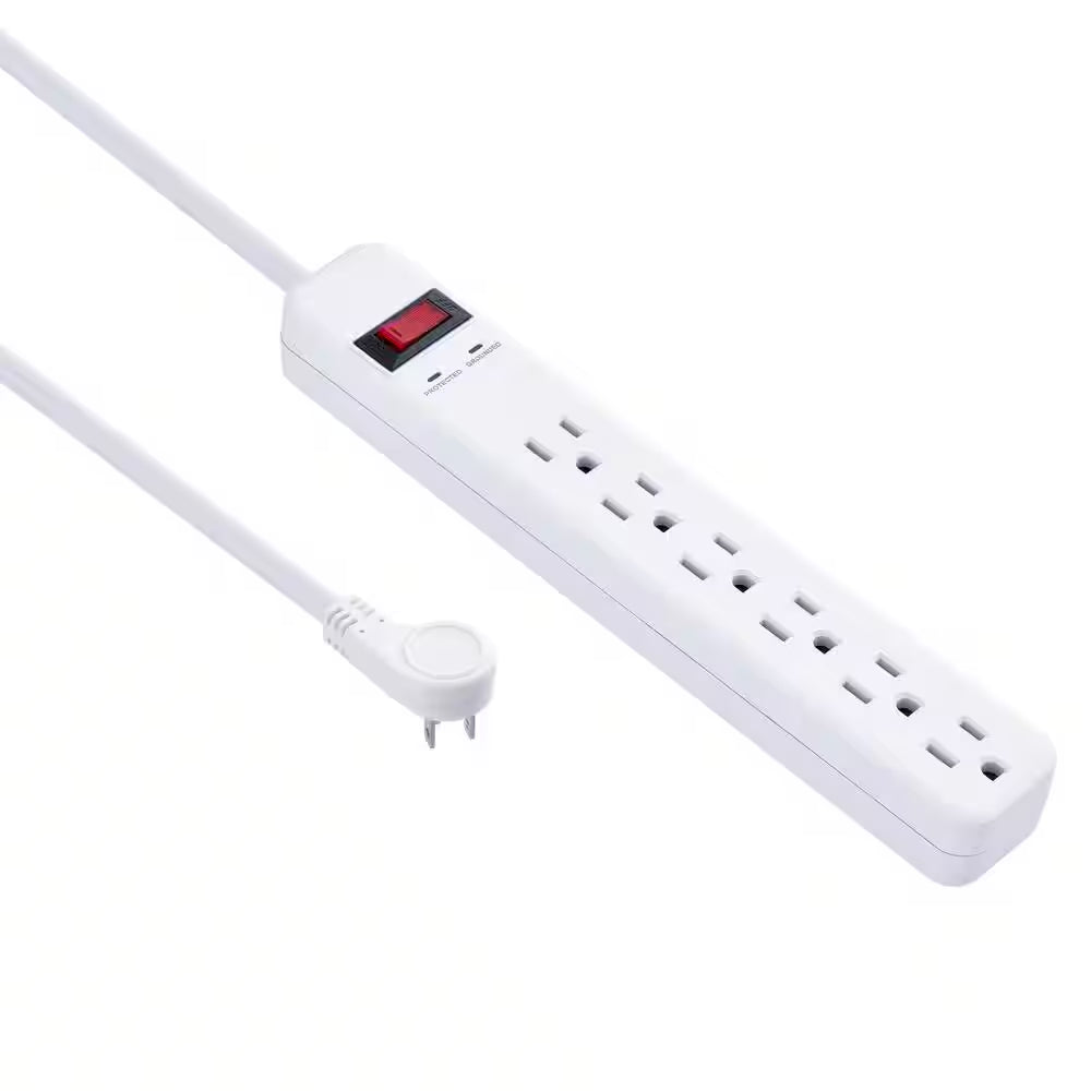 3 Ft. 6-Outlet Power Strip Surge Protector – White, 4-Pack