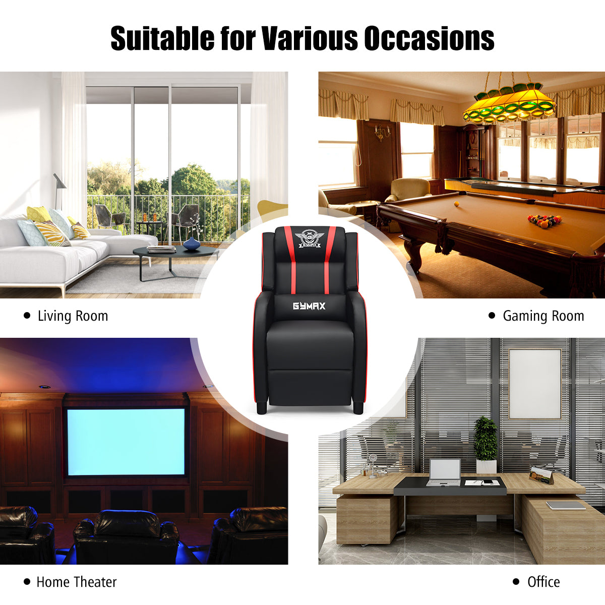 Massage Gaming Recliner Chair with Side Pockets – Ergonomic Comfort for Gamers &amp; Relaxation