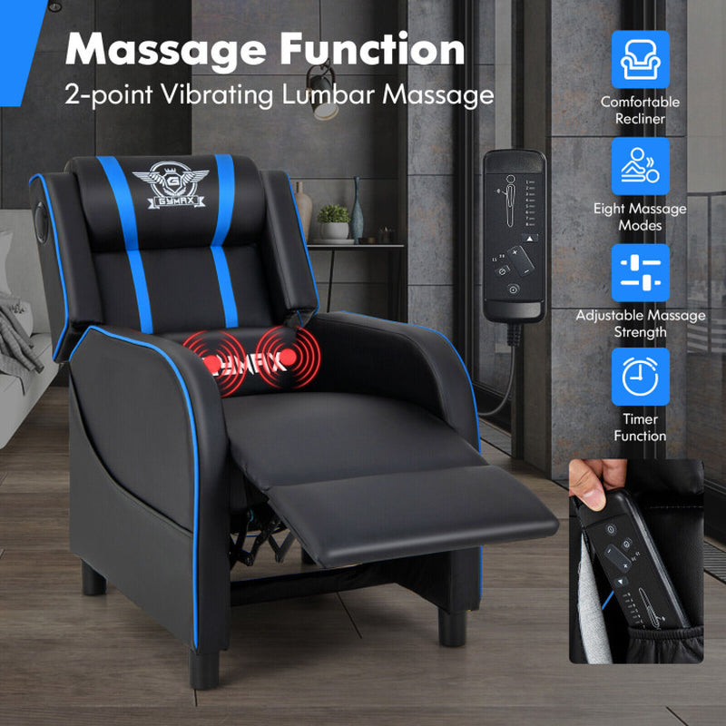 PU Leather Massage Gaming Recliner Chair with Side Pockets – Ergonomic Comfort for Gamers &amp; Relaxation Seekers