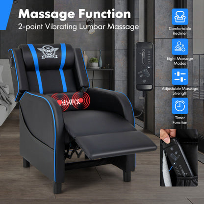 PU Leather Massage Gaming Recliner Chair with Side Pockets – Ergonomic Comfort for Gamers &amp; Relaxation Seekers