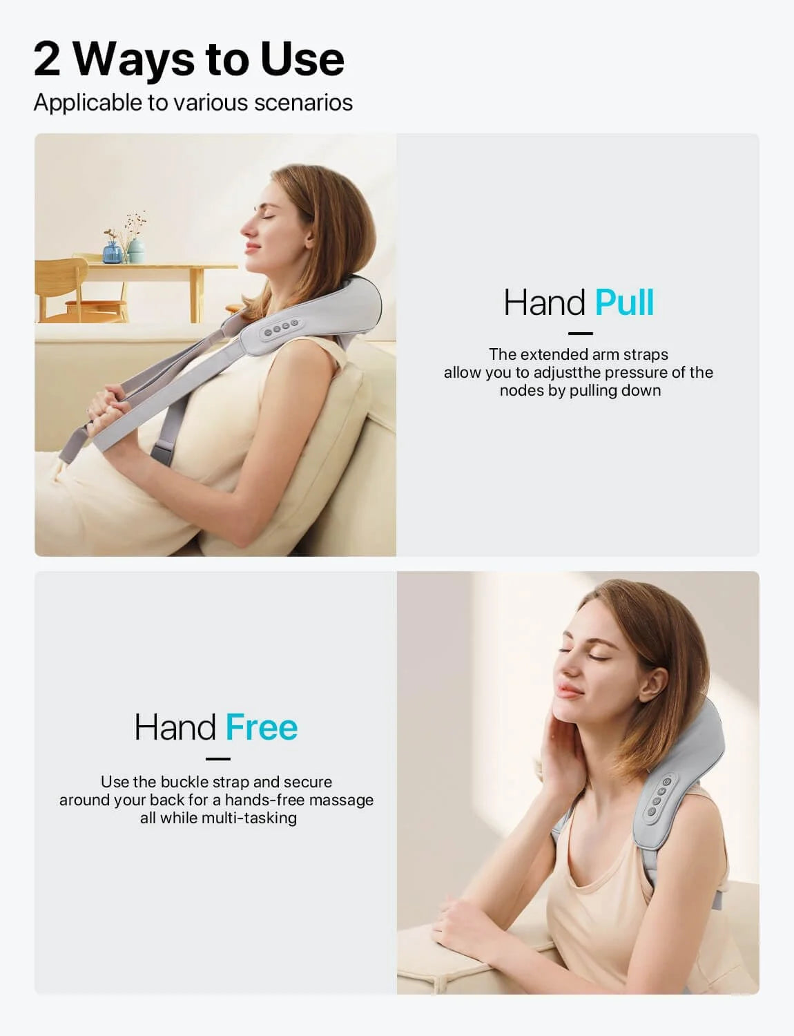Cordless 4D Shiatsu Neck and Shoulder Massager with Heat – Deep Tissue Kneading Massage for Neck, Back, Legs – Rechargeable, Portable Gift for Men, Women, Mom &amp; Dad