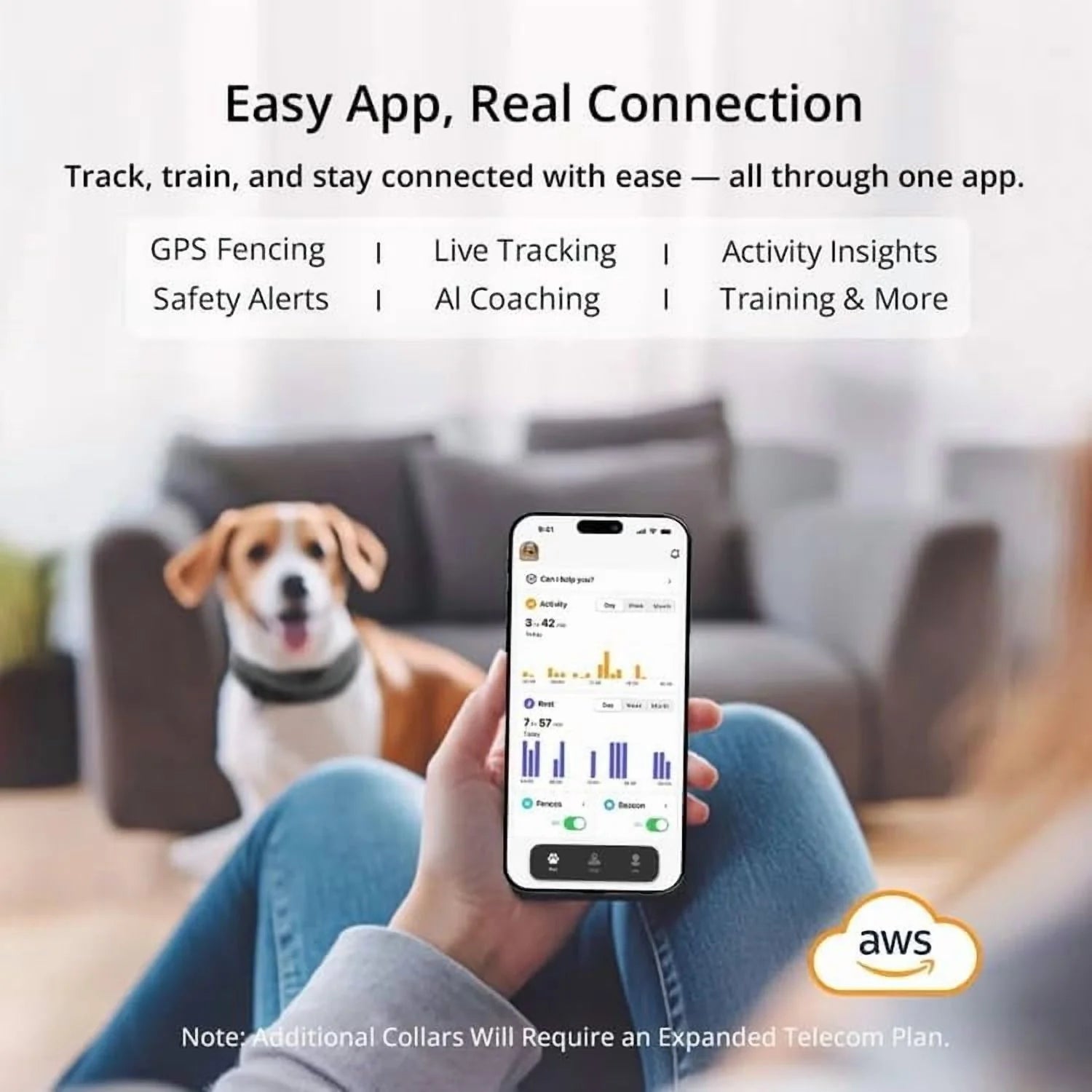Wireless Fence GPS Dog Collar – AI Analysis, Precise Positioning, 5-Day Battery, IP68 Waterproof | Gray
