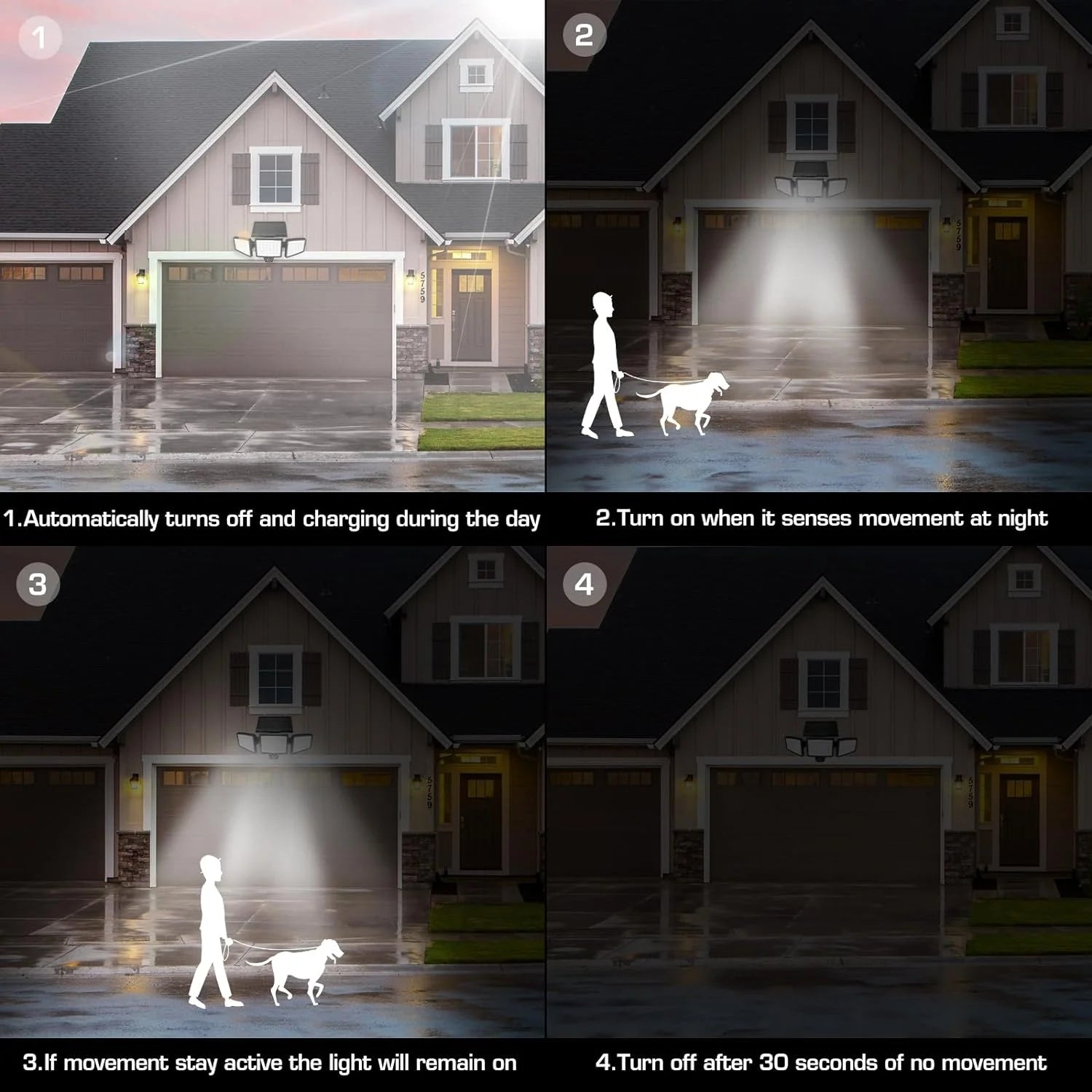 Waterproof Bionic Security Lights with 2 Modes &amp; Adjustable Heads (2 Pack)