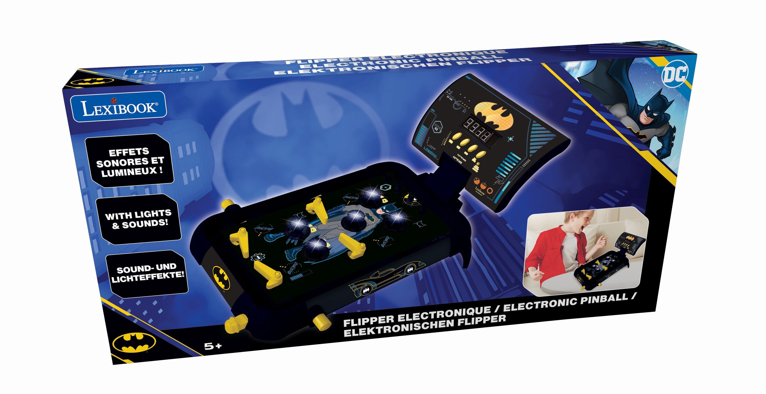 Batman Electronic Pinball Machine – JG610BAT with Lights, Sound Effects &amp; Digital Score Display