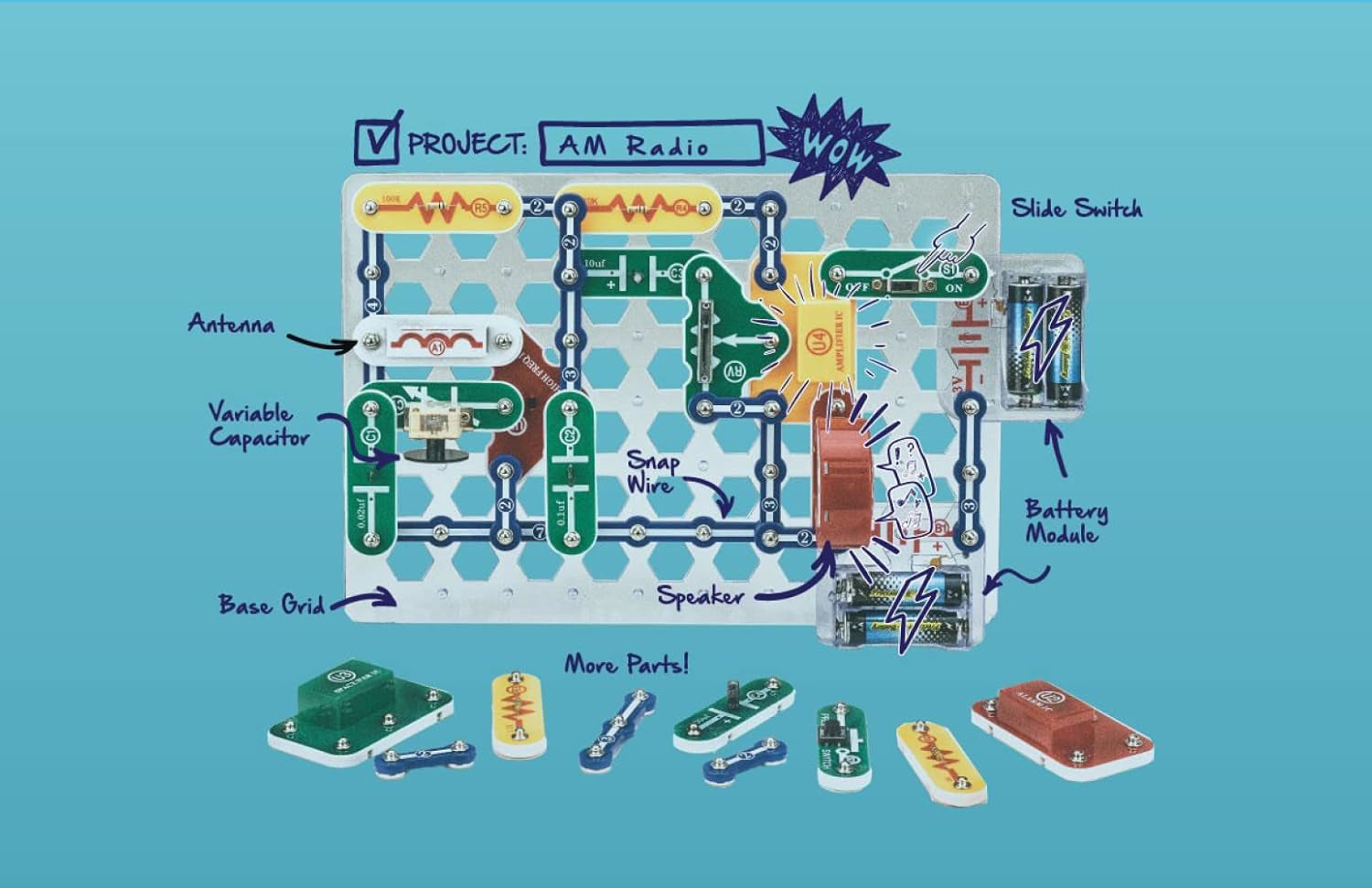 Snap Circuits Classic SC-300 Electronics Exploration Kit | Over 300 Projects | STEM Learning Toy for Kids Ages 8+