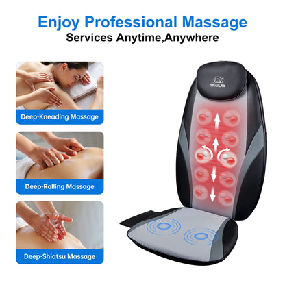 Back Massager with Heat – Electric Deep Tissue Kneading Massage Chair Pad, Relaxation Gift for Home &amp; Office