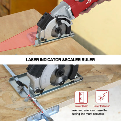 4.5-Amp 3-3/8&quot; Compact Electric Circular Saw with Laser Guide – 6500 RPM High-Speed Power Saw for Wood, Tile, and Plastic Cutting