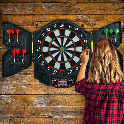 Professional Electronic Dartboard Set with LCD Display – Multiplayer Digital Dart Board with 12 Darts &amp; Built-in Games