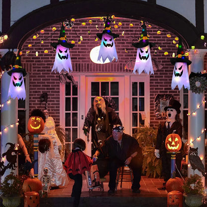 🎃 5 Pcs Halloween Lights – Glowing Ghost &amp; Witch Hat Decorations  Indoor &amp; Outdoor Halloween Decor Ornaments for Home, Garden, Yard