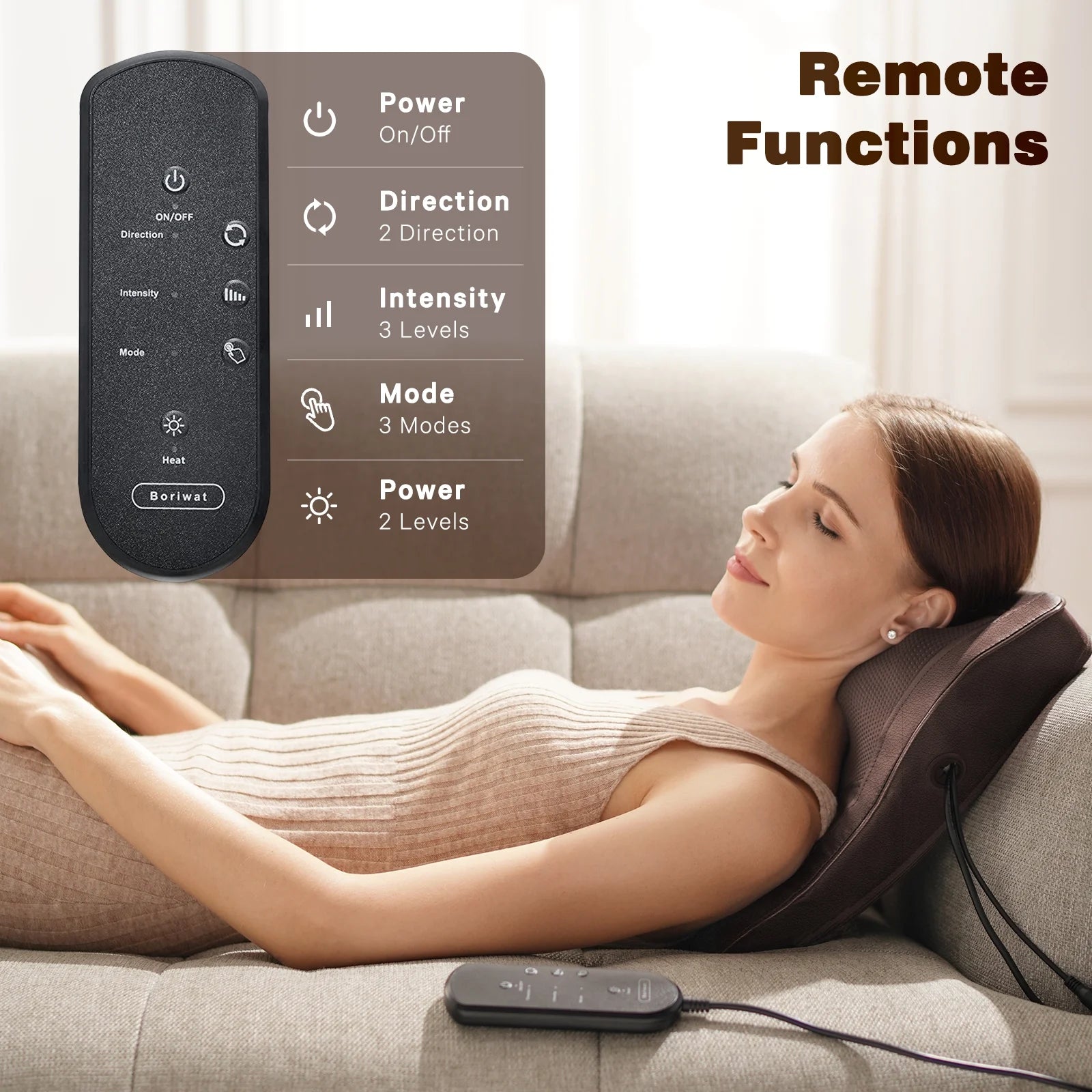 Back Massager with Heat and Vibration — Shiatsu Neck &amp; Back Pillow for Deep Tissue Relief