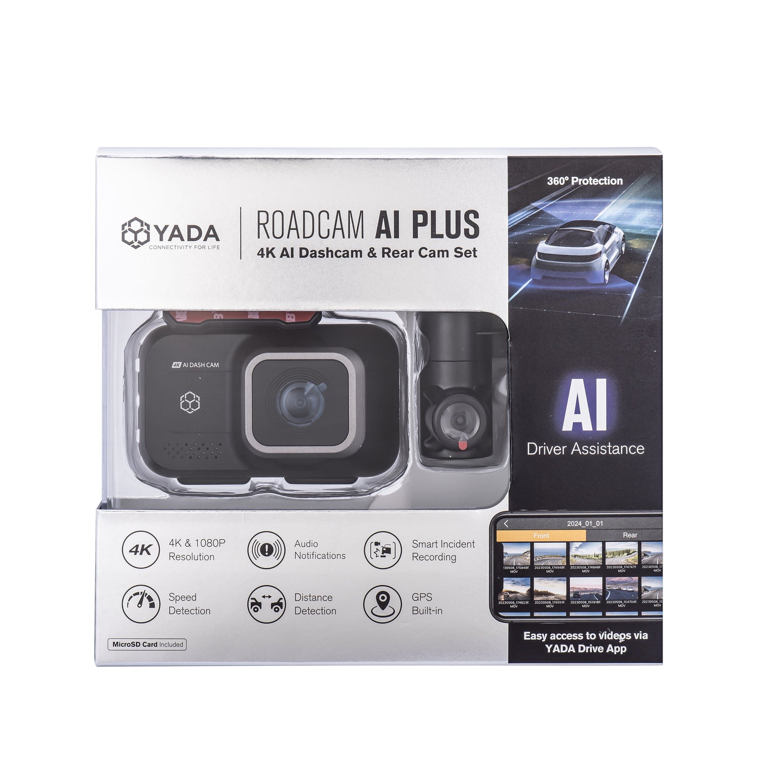 🚘 Roadcam AI PLUS – AI-Powered 4K Dash Cam with 1080P Rear Camera &amp; Full-Coverage Driver Assistance