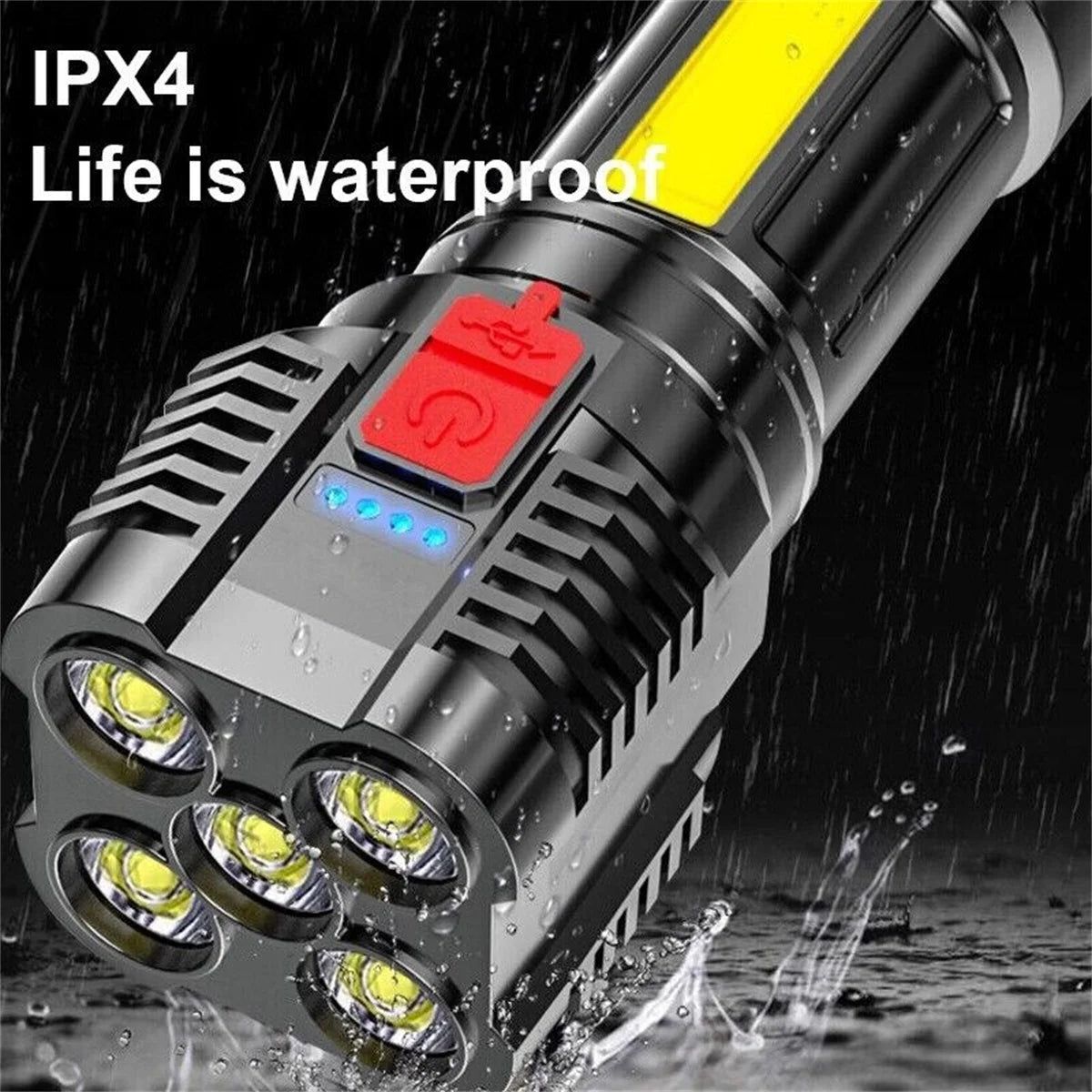 10,000 LM LED Flashlight – Ultra Bright USB Rechargeable Tactical Searchlight for Outdoor, Camping &amp; Emergency Use