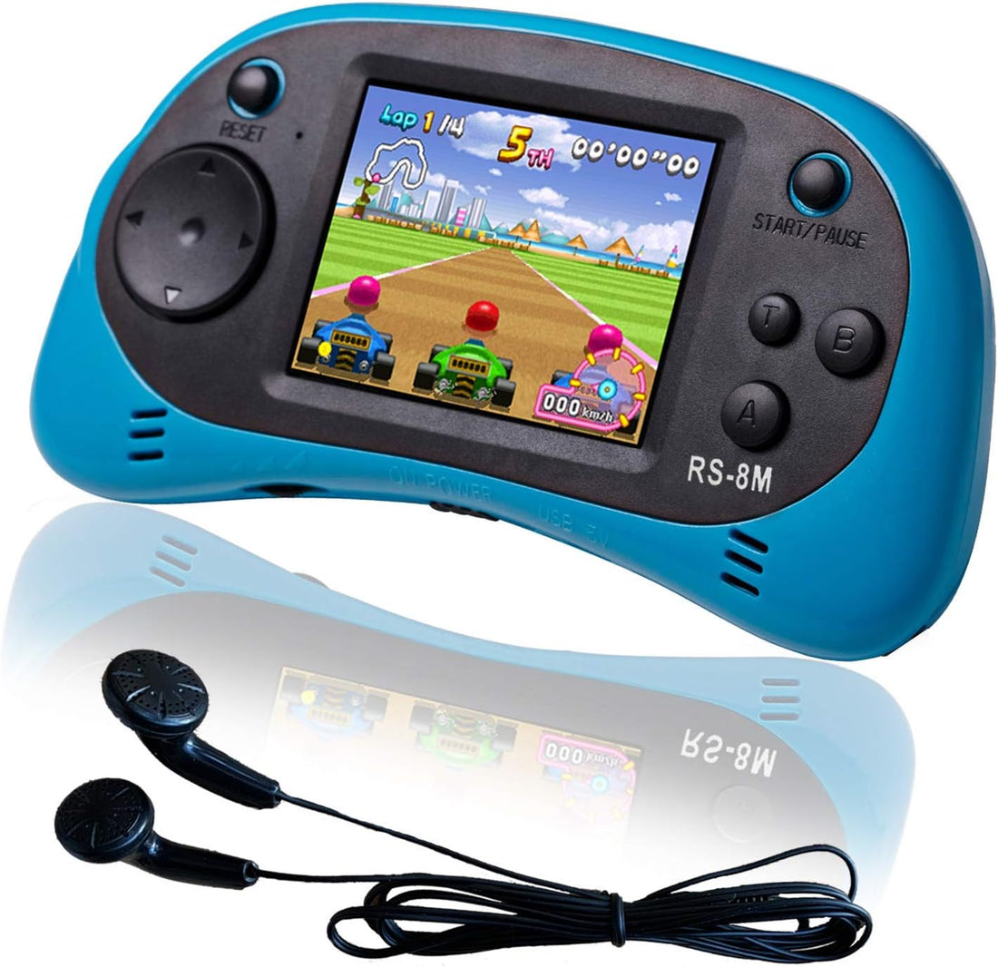 16-Bit Kids Handheld Game Console – 220 Built-In HD Games, 2.5" Portable Player with Headphones (Blue) | Travel Electronic Toy for Ages 3–10