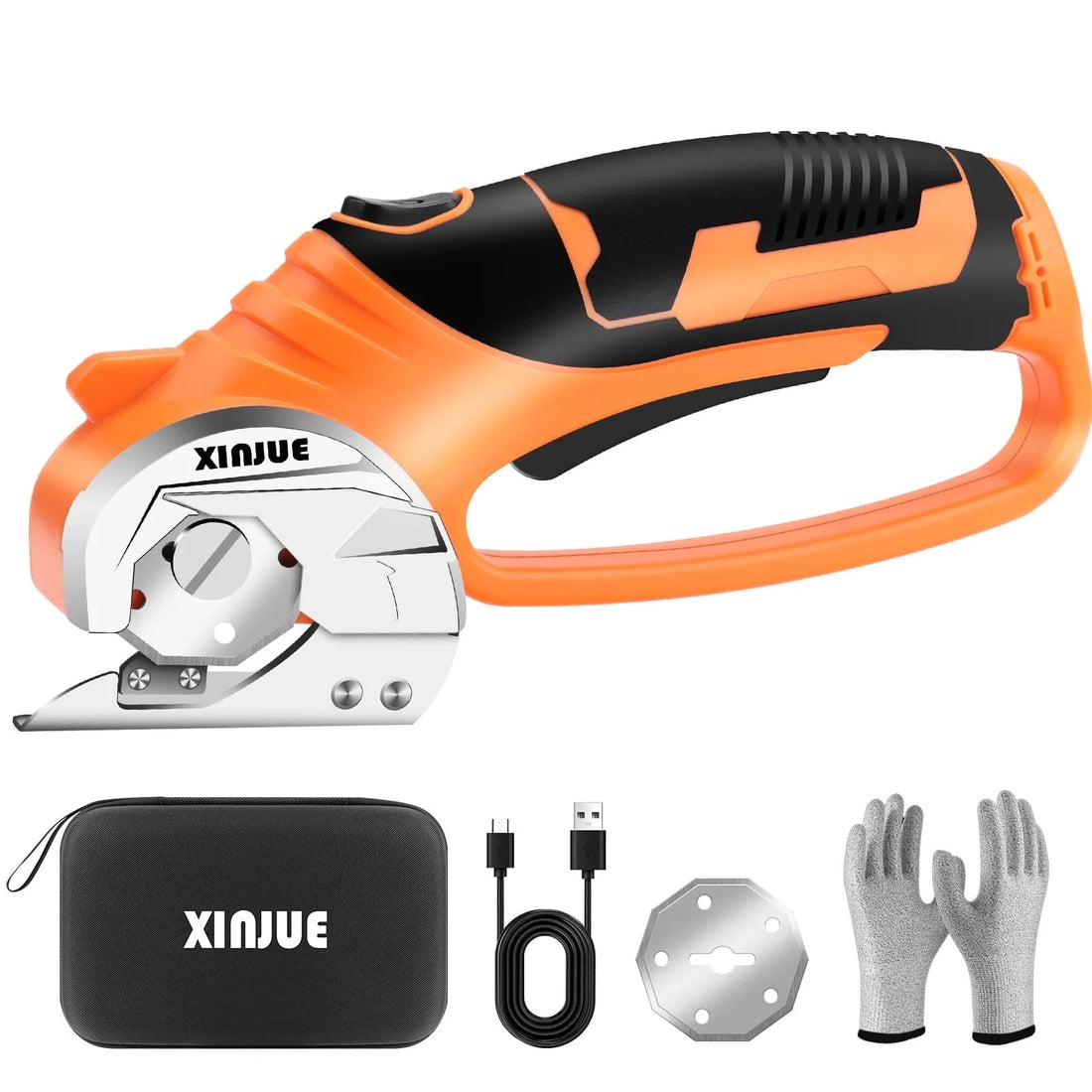 Cordless Electric Scissors — Heavy-Duty 4V Rechargeable Rotary Cutter with Safety Lock &amp; LED Light