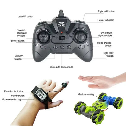Newest 4WD RC Stunt Car – 2.4G Radio Control with Gesture Sensor, Rotation, and Multi-Battery Support (1/2/3) – Electronic Toy Gift