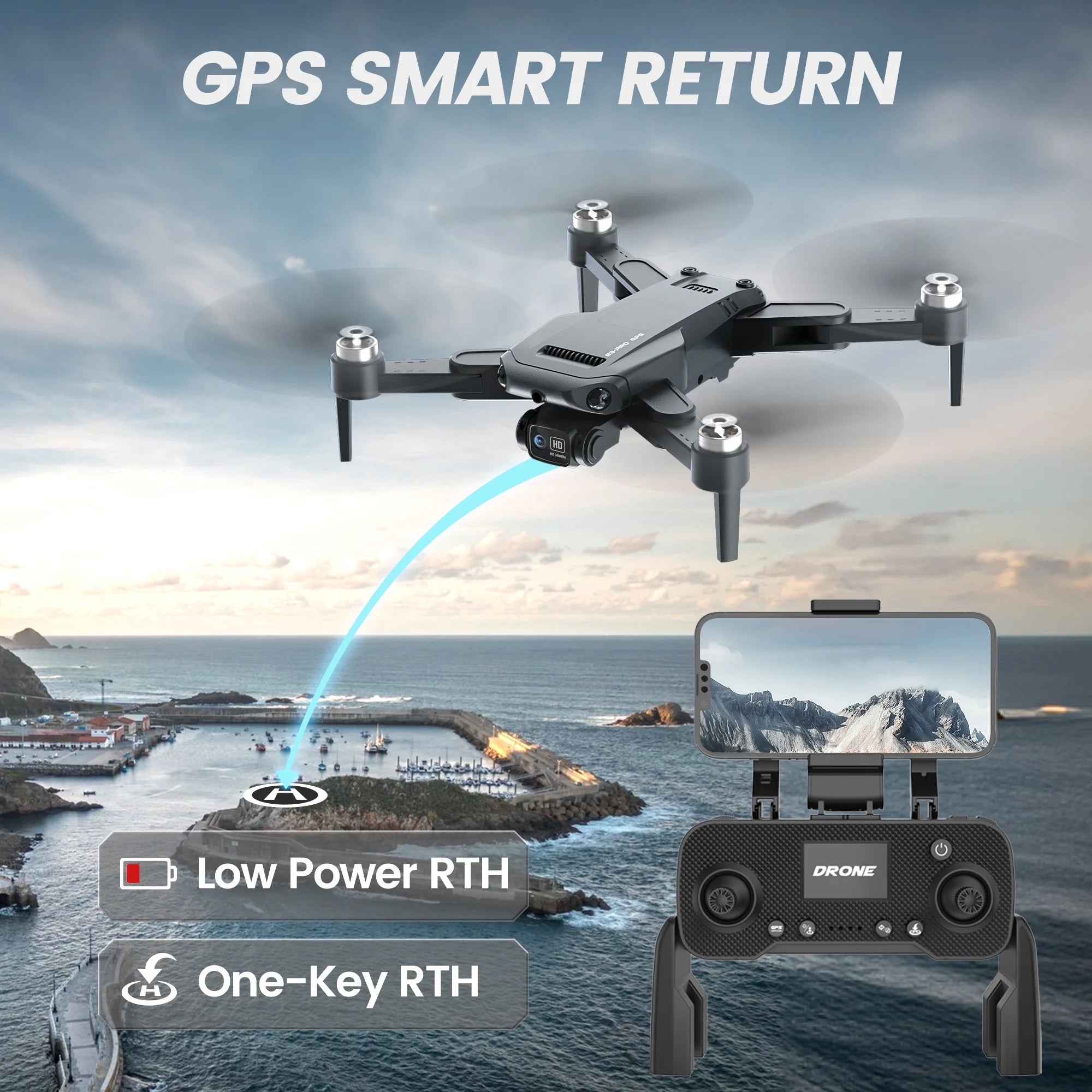 B3-PRO GPS Foldable Drone with 4K HD Camera – Brushless Motor, Dual Batteries, Black