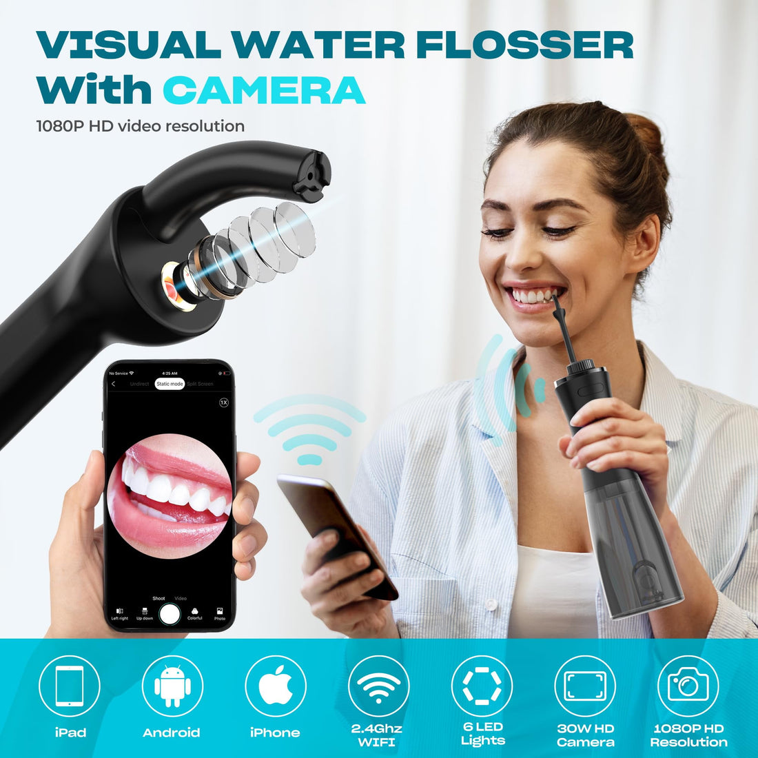 Visual Cordless Water Flosser with 1080P Camera – Next-Level Teeth Cleaning