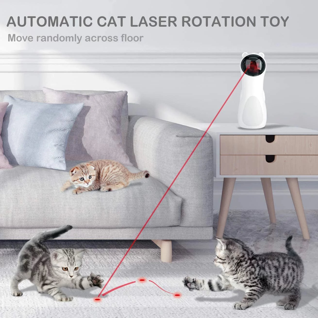 🐾 Cat Laser Toy – Automatic with High-5 Circling Ranges, 3 Interactive Modes &amp; USB Rechargeable