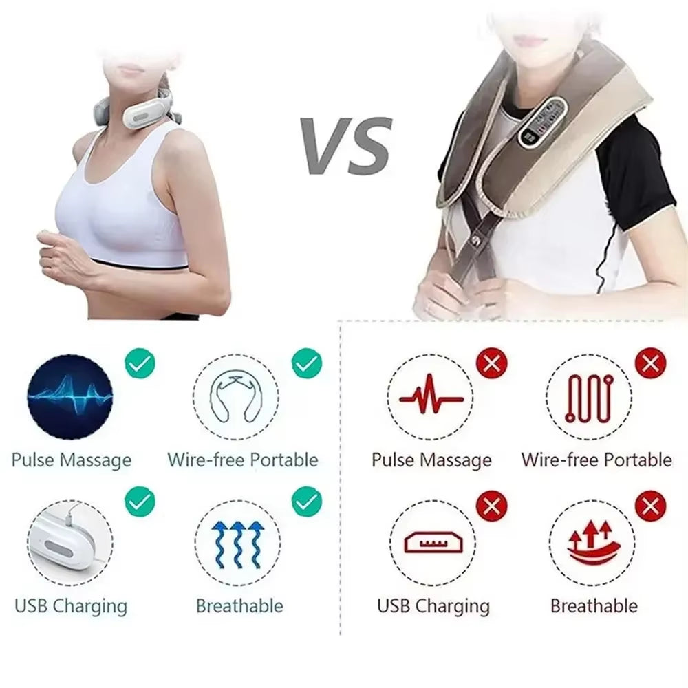Heated Neck &amp; Spine Massager – 4D Head Relief with Vibration, Heat &amp; Breathing Light